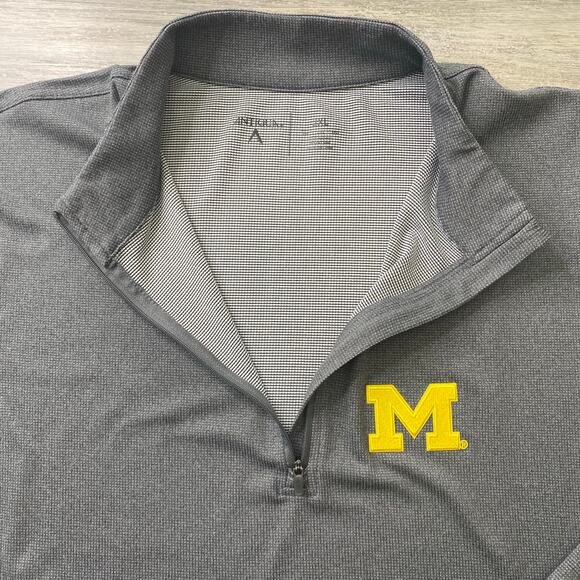Mens U of M Pull Over, 1/4 Zip, Gray with Gold "M" Patch Size 2XL Antigua Brand - Picture 11 of 11